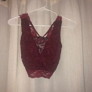 Maroon Boohoo Crop Top Lace Bralette
